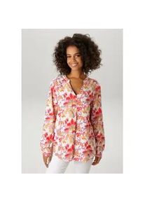 Schlupfbluse Aniston CASUAL, Damen, Gr. 44, wei&szlig;, rosa, rot, senf, lila, Web, Obermaterial: 100% Viskose, bedruckt, gebl&uuml;mt, l&auml;ssig geschnitten Po-bedeckend, V-Ausschnitt, 1-Knopf-Manschette, Blusen Schlupfbluse, mit grafischen Blumendruck - jedes Teil ein Unikat - NEUE KOLLEKTION