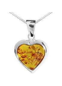 Kette mit Anh&auml;nger OSTSEE-SCHMUCK "- Herz 14 mm - Silber 925/000 - Bernstein" Gr. 50, silber (silber 925, silberfarben, wei&szlig;), Schmuck_Sets, Damen, 50, Silber 925 (Sterlingsilber)