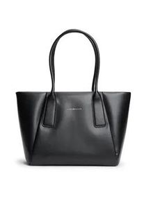 Tragetasche Tommy Hilfiger "TH ESSENTIAL TOTE", Damen, Gr. B/H/T: 44cm x 27cm x 17cm, schwarz, Lederimitat, Taschen, Damen Schultertasche, Henkeltasche mit goldfarbener Logopr&auml;gung