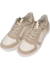 Slip-On Sneaker Ara "ROMA", Damen, Gr. 7 (41), wei&szlig;, hellbeige, Textil, Veloursleder, kontrastfarbene Details, Schuhe, Freizeitschuh, Halbschuh, Schn&uuml;rschuh in Komfortweite H (=sehr weit)