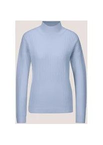 Madeleine Mode Longpullover MADELEINE "Pullover Stehkragen-Pullover aus Schurwolle", Damen, Gr. 36/38, blau (bleu), Obermaterial: 100% Schurwolle WV., Modern, normal, Pullover Longpullover