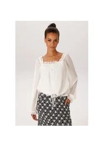 Schlupfbluse Aniston CASUAL, Damen, Gr. 44, wollwwei&szlig;, Chiffon, Obermaterial: 100% Polyester, Strukturmuster, transparent, unifarben, l&auml;ssig geschnitten h&uuml;ftlang, Carmenausschnitt, Raglan&auml;rmel R&uuml;schen, Blusen Schlupfbluse, aus strukturiertem Chiffon - NEUE KOLLEKTION, Topseller