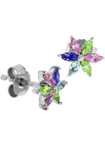 Paar Ohrstecker OSTSEE-SCHMUCK "- Bl&uuml;te - Silber 925/000 - Zirkonia" Gr. 7, silber (silber 925, silberfarben, wei&szlig;), Ohrringe, Damen, Silber 925 (Sterlingsilber)