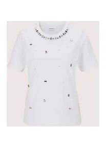 Madeleine Mode Kurzarmshirt MADELEINE "Glitzerbluse Elegantes Shirt mit Strassakzenten", Damen, Gr. 40, wei&szlig;, Obermaterial: 95% Baumwolle CO. 5% Elasthan EL., Modern, Shirts