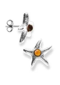 Paar Ohrstecker OSTSEE-SCHMUCK "- Seestern - Silber 925/000 - Bernstein" Gr. 14, silber (silber 925, silberfarben, wei&szlig;), Ohrringe, Damen, Silber 925 (Sterlingsilber)