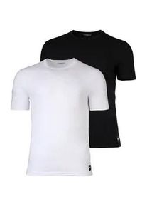 T-Shirt Emporio Armani "T-Shirt ESSENTIAL LOGOLABEL 2er Pack", Damen, Gr. XL, schwarz (schwarz, wei&szlig;), Obermaterial: 95% Baumwolle CO. 5% Elasthan EL., Shirts T-Shirt
