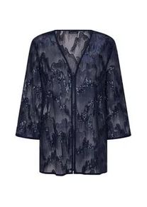 Satinbluse GOLDNER "Elegante Pailletten-Jacke, V-Ausschnitt", Damen, Gr. 38, blau (marine), Obermaterial: 100% Polyester PES., Blusen, Pailletten