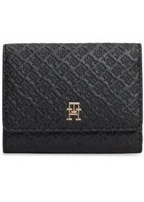Geldb&ouml;rse Tommy Hilfiger "TH ICON TRIFOLD MONO", Damen, schwarz, Lederimitat, Basic, Kleinlederwaren, Damen Geldbeutel, Portemonnaie mit TH-Schmucklogo