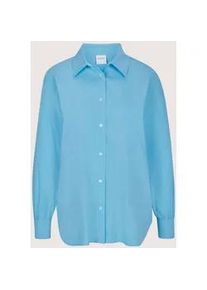 Madeleine Mode Langarmbluse MADELEINE "Hemdbluse Baumwollbluse mit Paspeltaschen", Damen, Gr. 36, blau (hellt&uuml;rkis), Obermaterial: 72% Baumwolle CO. 25% Polyamid PA. 3% Elasthan EL., Modern, schmal, Blusen, Bluse mit Gerundetem Saum