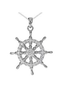 Kette mit Anh&auml;nger OSTSEE-SCHMUCK "- Steuerrad - Silber 925/000 - Zirkonia" Gr. 42, silber (silber 925, silberfarben, wei&szlig;), Schmuck_Sets, Damen, 42, Silber 925 (Sterlingsilber)