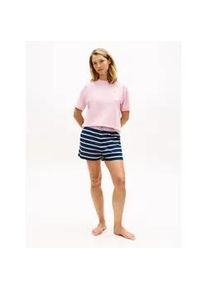 Pyjama "SS PRT PJ SHORT SET", Damen, Gr. M (38), bon. pink, breton navy, Jersey, Obermaterial: 100% Baumwolle, Tommy Hilfiger UNDERWEAR, Basic, Basic kurz, Rundhals, abgesteppt, Homewear-Sets Pyjama, mit Muster, Logo