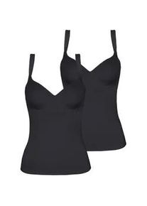 BH-Hemd Viania "2er Pack BH Hemd Basic", Damen, Gr. 80, Cup B, schwarz (schwarz schwarz), Stoff, Obermaterial: 90% Polyamid PA. 10% Elasthan EL., BHs BH-Hemd