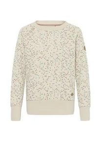 Longpullover oxmo "Sweater OXBEA SWEATSHIRT", Damen, Gr. M, beige (oyster), Obermaterial: 55% Polyester PES. 45% Baumwolle CO., Pullover Longpullover