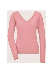 Madeleine Mode Longpullover MADELEINE "Pullover V-Pullover mit R&uuml;cken-Ausschnitt", Damen, Gr. 48, rosa (blassrosa), Obermaterial: 45% Polyamid PA. 35% Wolle WO. 15% Baumwolle CO (CMIA). 5% Alpaka WP., Modern, normal, Pullover Longpullover