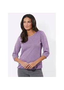 3/4-Arm-Shirt Classic Basics "3/4-Arm-Shirt", Damen, Gr. 56, lila (flieder, aubergine, bedruckt), 100% Baumwolle, bedruckt, gemustert, mehrfarbig, Rundhals, Shirts 3/4-Arm-Shirt