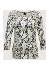 Madeleine Mode Kurzarmshirt MADELEINE "Blusenshirt Modisches Oberteil mit Animal-Print", Damen, Gr. 44, schwarz (schwarz, berber), Obermaterial: 95% Viskose CV. 5% Elasthan EL., Modern, Shirts