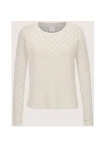 Madeleine Mode Longpullover MADELEINE "Kaschmirpullover Sommerpulli mit Ajourmuster", Damen, Gr. 34, wei&szlig; (wollwei&szlig;), Obermaterial: 100% Kaschmir WS., Modern, gerade, Pullover Longpullover, Geh&auml;kelte Zopfdetails