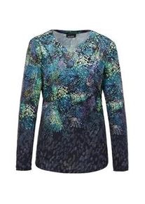 Tunika GOLDNER "Tunikabluse mit Druck", Damen, Gr. 38, blau (marine, gemustert), Obermaterial: 95% Polyester PES. 5% Elasthan EL., gerade, Gerade, Tuniken, keine/nicht Relevant