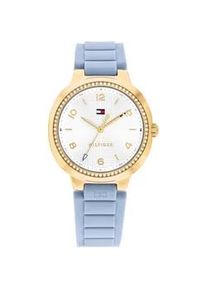 Quarzuhr Tommy Hilfiger "SAVANNAH", blau, Armbanduhren, Damen, Quarzuhr, Armbanduhr, Damenuhr, Silikonarmband, analog, Glassteine