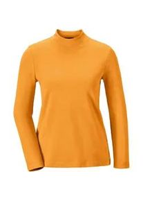 Longpullover GOLDNER "Stehkragenshirt mit Langarm", Damen, Gr. 54, orange (safran), Obermaterial: 92% Baumwolle CO. 8% Elasthan EL., Sonstiges, Pullover Longpullover, Ohne