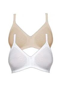 B&uuml;gelloser BH SuSa "2er Pack BH ohne B&uuml;gel Topsy", Damen, Gr. 75, Cup E, bunt (beige wei&szlig;), Obermaterial: 40% Baumwolle CO. 30% Polyamid PA. 30% Elasthan EL., BHs