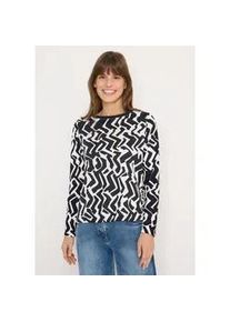 Langarmshirt Cecil, Damen, Gr. M (40), light greige, Web, 50% Baumwolle, 50% Modal, gemustert, normal normal, U-Boot-Ausschnitt, abgesteppt, Shirts Langarmshirt, mit grafischem Muster