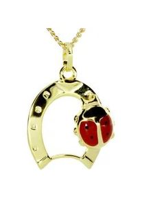 Kette und Anh&auml;nger Set OSTSEE-SCHMUCK "- Hufeisen mit Marienk&auml;fer - Gold 333/000 -" Gr. 45, gold (gold 333, goldfarben, gelb), Schmuck_Sets, Damen, 45, Gelbgold 333