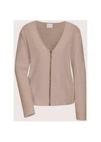 Madeleine Mode Langarmshirt MADELEINE "Shirtjacke Elegante Viskosejacke mit Rei&szlig;verschluss", Damen, Gr. 38, beige (berber), Obermaterial: 70% Viskose CV. 25% Polyester PES. 5% Elasthan EL., Modern, Shirts Langarmshirt, Durchgehender Rei&szlig;verschluss