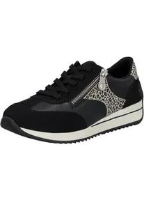 Sneaker Rieker, Damen, Gr. 38, schwarz kombiniert, Lederimitat, kontrastfarbene Details, Basic, Schuhe Sneaker, Schn&uuml;rschuh, Halbschuh, Freizeitsneaker mit Kontrastdetails