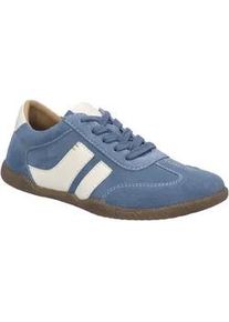 Sneaker Josef Seibel "Cassandra 11", Damen, Gr. 38, blau kombiniert, Veloursleder, kontrastfarbene Details, Schuhe Sneaker, Halbschuh, Komfortschuh, Schn&uuml;rschuh mit Lederinnensohle, G-Weite