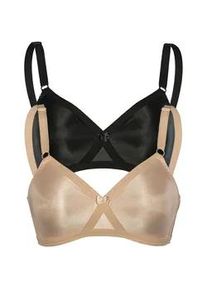 Sassa Mode Soft-BH SASSA "2er Pack Soft BH mit Kreuzblende Functional Bras", Damen, Gr. 75, Cup C, bunt (puder schwarz), Obermaterial: 88% Polyamid PA. 12% Elasthan EL., BHs Soft-BH