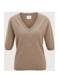 Madeleine Mode Longpullover MADELEINE "Pullover Pullover", Damen, Gr. 36/38, braun (berber, melange), Obermaterial: 100% Kaschmir WS., Modern, normal, Pullover Longpullover