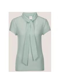 Madeleine Mode Kurzarmshirt MADELEINE "Blusenshirt Kurzarmoberteil mit Schluppe", Damen, Gr. 34, gr&uuml;n (salbei), Obermaterial: 95% Viskose CV. 5% Elasthan EL., Modern, normal, Shirts, Glanzb&auml;nder die zur Schluppe gebunden werden