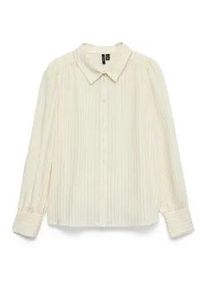 V&eacute;ro Moda Hemdbluse VERO MODA "VMMILLIE LS SHIRT WVN GA", Damen, Gr. XL, birch stripes:schwarz, Obermaterial: 80% Viskose, 20% Nylon, gestreift, regular fit normal, Rundhals, Blusen Hemdbluse, mit Streifen