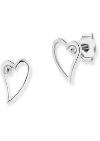 CAI Paar Ohrstecker CA&Iuml; "925/- Sterling Silber rhodiniert Zirkonia Herz", wei&szlig;, wei&szlig;, Ohrringe, Damen, one-size, Silber 925 (Sterlingsilber)