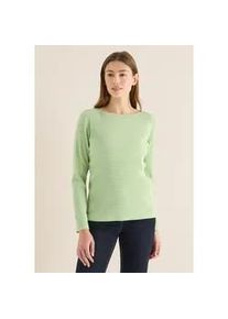 Langarmshirt Cecil, Damen, Gr. XL (44), bamboo gr&uuml;n, Web, 95% Baumwolle, 5% Elasthan, gestreift, normal normal, U-Boot-Ausschnitt, abgesteppt, Shirts Langarmshirt, mit U-Boot-Ausschnitt