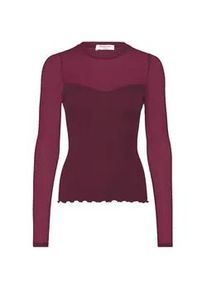 Langarmshirt rosemunde "Bernadine Shirt", Damen, Gr. XL, lila (beere), Strick, Obermaterial: 100% Baumwolle, unifarben, figurbetont h&uuml;ftlang, Rundhals, Shirts Langarmshirt, Spitzeneinsatz an Brust und &Auml;rmeln, feminin, bequem, reine Baumwolle