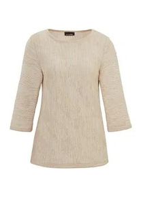 Rundhalspullover GOLDNER "Strickpullover mit U-Boot-Ausschnitt", Damen, Gr. 38, beige, Obermaterial: 49% Baumwolle CO. 49% Polyacryl PAN. 2% metallisierte Fasern MTF., Rippe, Pullover Rundhalspullover, keine/nicht relevant