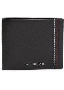Geldb&ouml;rse Tommy Hilfiger "TH CENTRAL CC & COIN", Herren, schwarz, Leder, Strukturmuster, unifarben, Kleinlederwaren, Herren Geldbeutel, Portemonnaie mit Logoschriftzug und Kontrastnaht
