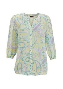 Chiffonbluse GOLDNER "Druckbluse mit Paisley-Muster", Damen, Gr. 52, gelb (gelb, gemustert), Obermaterial: 100% Viskose CV., figurumspielend, Gummibund, Blusen Chiffonbluse, Schulterpasse vorne und hinten