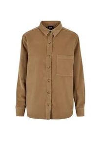 Kurzarmshirt Urban Classics "Urban Classics Damen Ladies Corduroy Oversized Shirt", Damen, Gr. 3XL, warmsand, 100% Baumwolle, unifarben, oversize, amerikanischer Ausschnitt, Shirts
