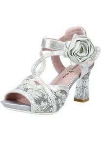 High-Heel-Sandalette Laura Vita "Laura Vita Sandalen Leder/Textil", Damen, Gr. 38, silber, Leder, Textil, Schuhe