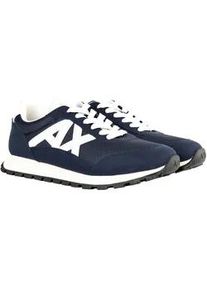 Giorgio Armani Sneaker ARMANI EXCHANGE "Sneaker SNEAKER DROP MICROSUEDE+MESH+CALF PU", Herren, Gr. 45, blau (dunkelblau, wei&szlig;), Obermaterial: 60% Polyester PES. 20% Polyamid PA. 20% Polyurethan PU. Futter: 100% Polyester PES. 100% Gummi rubber., Schuhe Sneaker