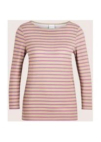 Madeleine Mode 3/4-Arm-Shirt MADELEINE "Shirt Ringelshirt mit U-Boot-Ausschnitt, Halbarm", Damen, Gr. 46, beige (malve, cappuccino), Obermaterial: 95% Viskose CV. 5% Elasthan EL., Modern, normal, Shirts 3/4-Arm-Shirt, Ringelshirt mit 3/4-Arm