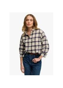 Karobluse Superdry "CHECK FLANNEL RELAXED SHIRT", Damen, Gr. M, sanftes wei&szlig; mix check, Web, Obermaterial: 100% Baumwolle, kariert, relaxed fit normal, Blusen Karobluse, Baumwolle, relaxed fit, aus weichem Flanell