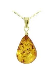 Kette und Anh&auml;nger Set OSTSEE-SCHMUCK "- Tropfen ca. 17 mm lang - Gold 333/000 - Bernstein" Gr. 45, gold (gold 333, goldfarben, gelb), Schmuck_Sets, Damen, 45, Gelbgold 333