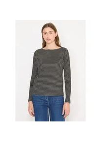 Langarmshirt Cecil, Damen, Gr. XS (36), raw khaki, Web, 95% Baumwolle, 5% Elasthan, gestreift, normal normal, U-Boot-Ausschnitt, abgesteppt, Shirts Langarmshirt, mit U-Boot-Ausschnitt