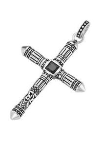Kreuzanh&auml;nger "Kreuz mit schwarzen Zirkonia, Silber 925", silber, Giorgio Martello MILANO, Schmuckanh&auml;nger, Herren, 5,5cm, Silber 925 (Sterlingsilber)