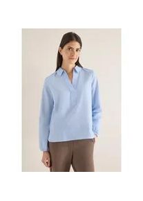Langarmbluse Cecil, Damen, Gr. L (42), blouse blau, Web, 100% Baumwolle, unifarben, klassisch normal, V-Ausschnitt, elastischer Bund, Blusen, aus reiner Baumwolle