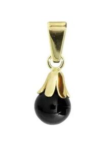 Kettenanh&auml;nger OSTSEE-SCHMUCK "- Glocke - Gold 333/000 - Onyx" Gr. 17, gold (gold 333, goldfarben, gelb), Schmuckanh&auml;nger, Damen, Gelbgold 333, Kettenanh&auml;nger